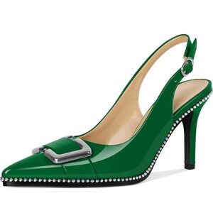 Elegant Green Slingback Heels
